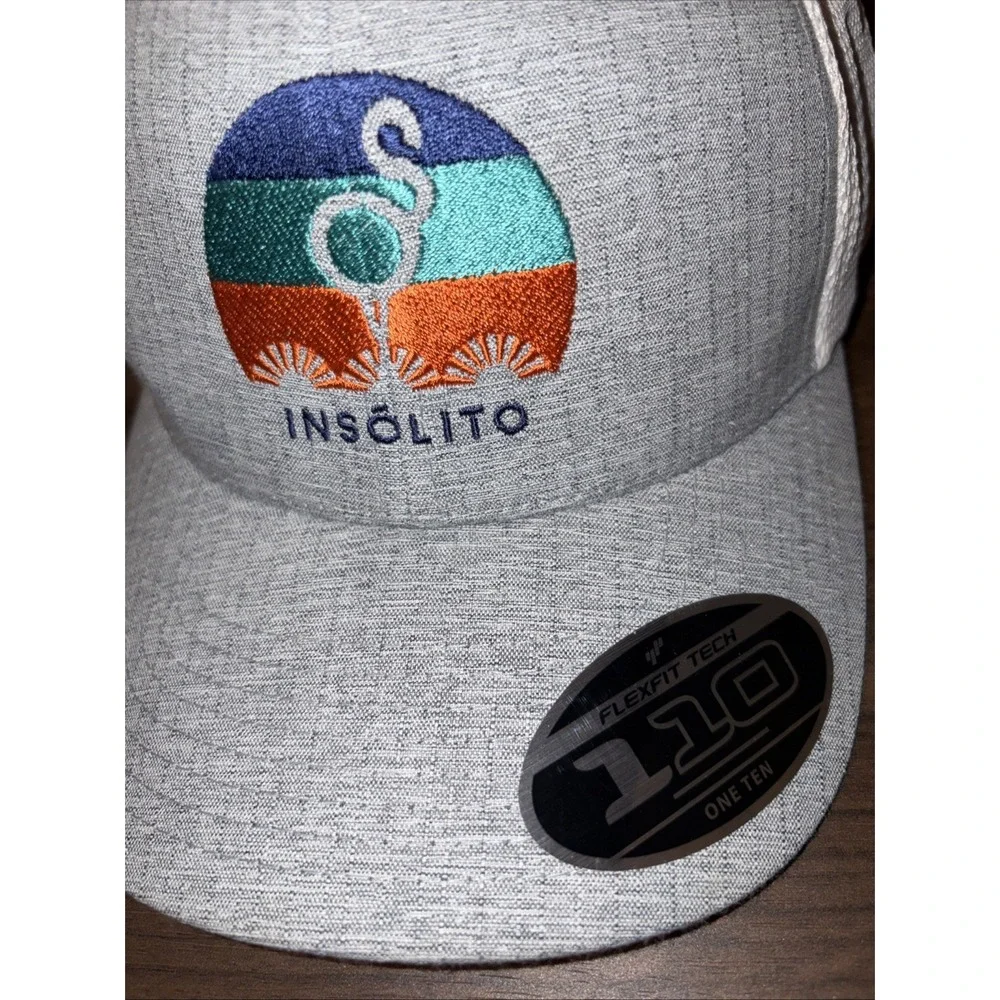 Insolito Tequila Flexfit 110 Cap Gray White Trucker Snap Back Hat Embroidered